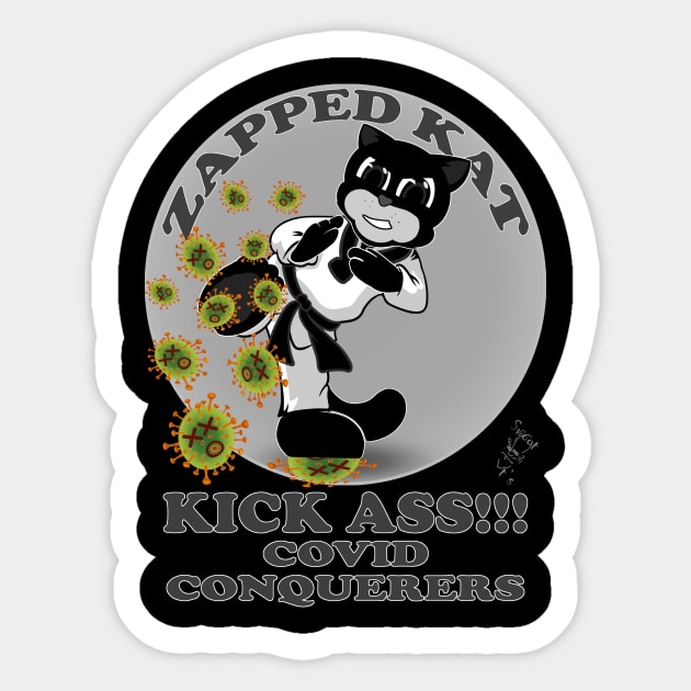 Zapped Kat - Kick Ass!!! by Swoot Sticker by Swoot T's